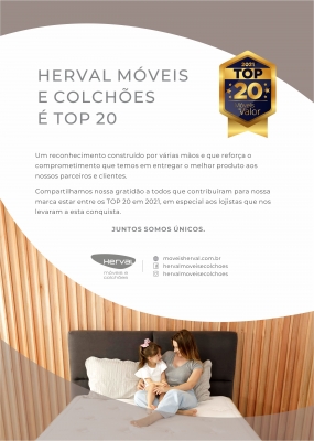 Pelo terceiro ano consecutivo, a Herval Móveis e Colchões é TOP 20.   